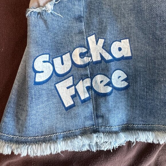 VINTAGE Born Fly Jean Shorts Distressed Sour Patch Candy Theme JNCO Y2K SKATER - Picture 14 of 14